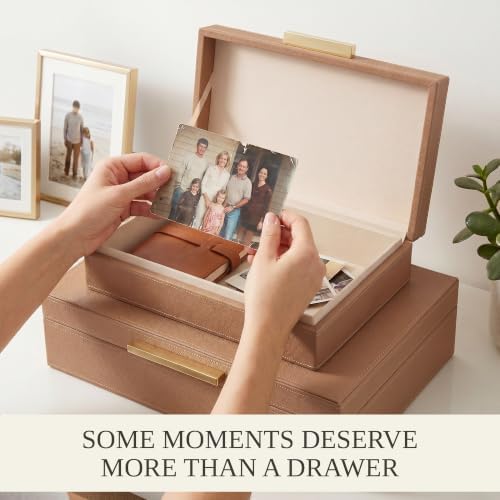 Decorative Storage Boxes with Lids - Set of 2 PU Leather Organizer Bins - Image 6