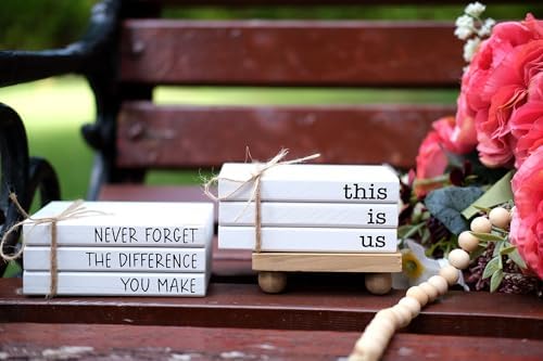 Mini Decorative Books for Tiered Tray Decor - Faux Wooden Books for Coffee Table Decoration - Farmhouse Shelf Decor - This is Us Sign - Image 5