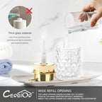 CERBIOR Bathroom Accessories Set, 4 PCS Glass Bathroom Set,Golden White - Image 4