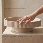 JUPTR Concrete Fruit Bowl (12") – Shallow Fluted Pedestal Decorative Centerpiece Bowl for Table, Entryway Catch-All & Modern Home Decor – Heavyweight Stone Bowl (Beige) - Image 4