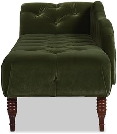 Pemberly Row Tufted Roll Arm Chaise Lounge, Olive Green Velvet Upholstery - Image 5