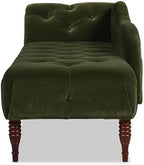 Pemberly Row Tufted Roll Arm Chaise Lounge, Olive Green Velvet Upholstery - Image 5