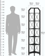 CHOEZON 6-Tier Corner Shelf, Industrial Corner Bookshelf, 71.2" Display Storage Stand, Plant Stand Display Shelf, Tall Bookcase for Bedroom, Living Room, Home Office, Black TCJ11BB - Image 2