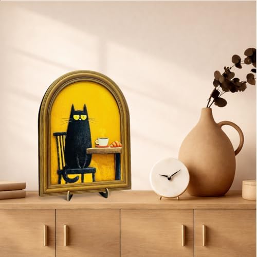 Croissant Black Cat Coffee Wall Art Sign Vintage Kitchen Decor 8x10 - Image 6