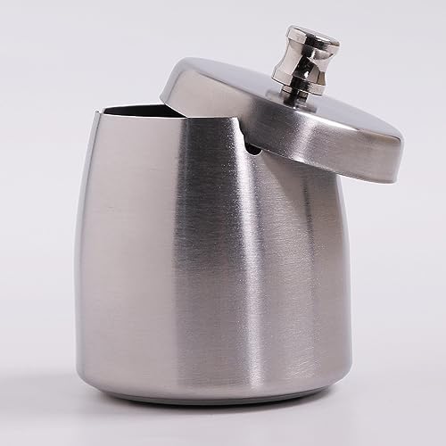 Small Ashtray with Lid for Cigarette, Stainless Steel Smokeless Odorless Windproof Ashtrays for Home Office Tabletop Outside Patio Outdoor Balcony(2.99"x2.68"x2.95") - Image 5