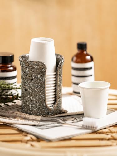 Ceramic Bathroom Cup Holder, 3 OZ Cup Dispenser for Bathroom, Gray - Image 5