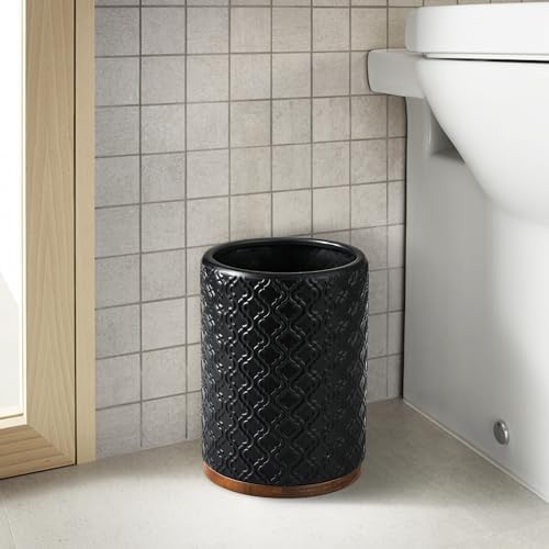 RQYIXI Ceramic Bathroom Accessories Set,Black,6 Piece,with Trash Can - Image 5