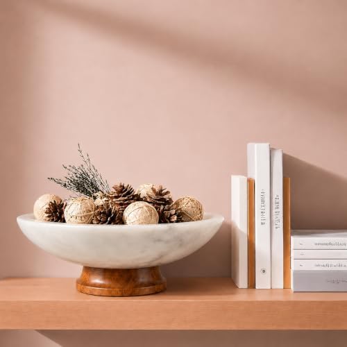 White Marble Fruit Bowl with Pedestal, 11" Large Decorative Centerpiece Bowl for Dining Table, Modern Kitchen Counter Fruit Bowl, Handcrafted Stone Marble Bowl, Luxury Home Decor Accent - Image 6