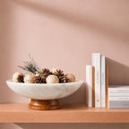 White Marble Fruit Bowl with Pedestal, 11" Large Decorative Centerpiece Bowl for Dining Table, Modern Kitchen Counter Fruit Bowl, Handcrafted Stone Marble Bowl, Luxury Home Decor Accent - Image 6