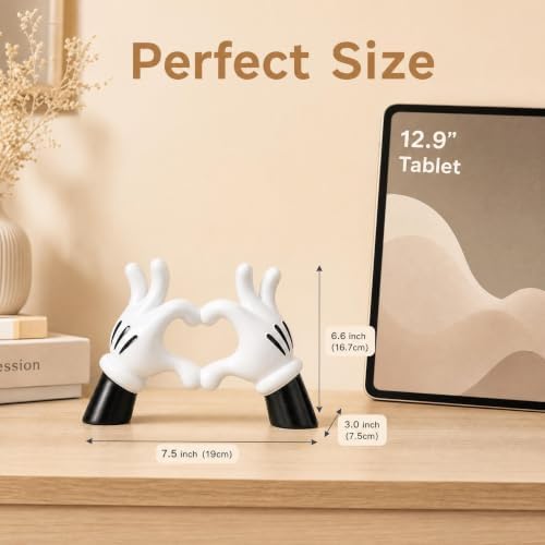 Black White Resin Cartoon Heart Hand Figurine Minimalist Home Decor - Image 3