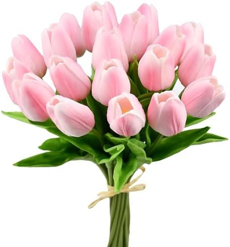 Mandy's 20pcs Artificial Peach Pink Tulips by Mandys