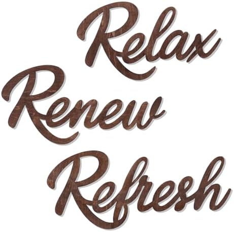 3 Pieces Bathroom Decor Bathroom Wall Art Relax Renew Refresh Sign by HeavenlyWeddingsbyAngelLLC