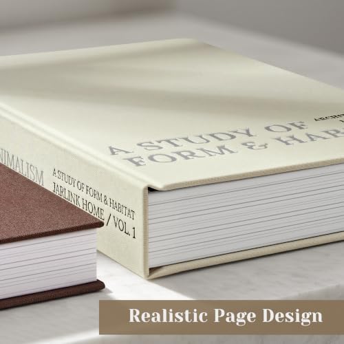 JARLINK Aesthetic Decorative Books, Set of 2 Linen Faux Book Boxes, Beige - Image 5