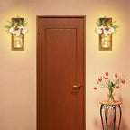 Rustic Wall Sconces Mason Jar Sconces Handmade Wall Art Hanging Design with Remote Control LED Fairy Lights and White Peony, Wall Decor Gift Farmhouse Wall Home Decor Living Room Lights Set of Two - Image 5