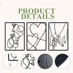 3 Pcs Metal Minimalist Line Wall Art, Love Heart Metal Wall Decor - Image 4