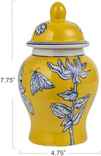 Creative Co-Op Decorative Ceramic Ginger Jar with Domed Lid, Yellow - Image 2