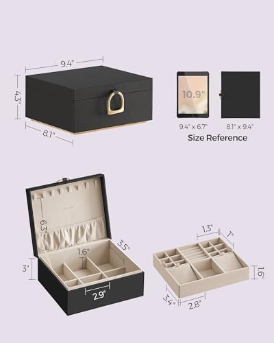SONGMICS 2-Layer Jewelry Box with Handle, Removable Tray, Floating Effect - Image 6