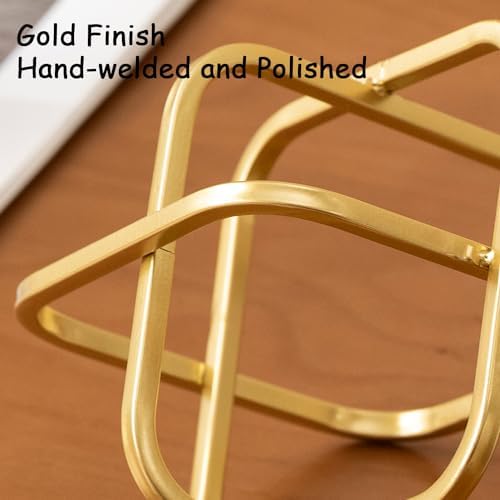 5.5" Gold Metal Geometric Sculpture, Modern Square Decorative Sphere - Image 3
