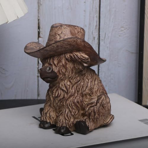 Vintage Western Cowboy Animal Figurine - Resin Decorative Statue with Star-Embellished Hat, Rustic Home Décor Accent for Shelf/Table, Collectible Gift for Western Enthusiasts (NIUZAI) - Image 2