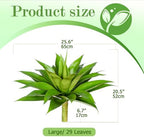 Artificial Agave Plant 25.6'' Fake Agave Plant Artificial Plants Outdoor Uv Resistant Artificial Fake Plants Suitable for Indoor Home Decor Outdoor Courtyard Balcony Terrace Decor 1Pcs (Green) - Image 2