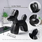 Notakia Cute Ceramics Black Balloon Dog Statue Crafts Living Room Desktop Decorations,Handmade Modern Small Ceramic Animal Statue Ornament Home Decor Accents (Black, Large) - Image 2