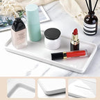 Gurygo 2 Pack 8"/10" Bathroom Trays, Ceramic Vanity Trays for Bathroom, Small Ceramic Tray, Kitchen Soap Tray for Kitchen Counter (White,Set/2) - Image 3