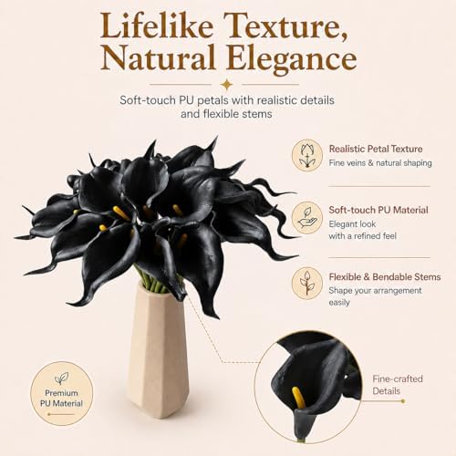Mandy's 20pcs Black Calla Lily Artificial Flowers - Image 2
