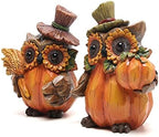 Hodao Harvest Decor Resin Owl Figurines with Sunflower and Pumpkin, Thanksgiving Collectible Statue for Autumn Table Decor, Rustic Fall Accent Gift for Home and Garden Seasonal Decoration - Image 3