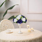 BLOSMON Navy Blue Rose Flowers: 2 Pcs Fake Floral Balls Centerpiece for Wedding Table Centerpieces - Artificial Silk Kissing Bouquet Flower Arrangement for Home Party Event Decor - Image 6