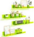 upsimples 4 Pcs 15" Acrylic Shelves for Wall Display, Fluorescent Green by upsimples