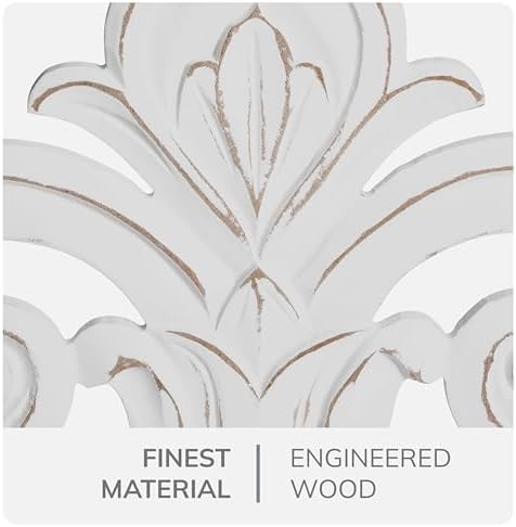 JFY Designs Fleur De Lis Carved Wood Wall Art, White Distress, 13x15 in - Image 6