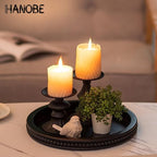 Hanobe Black Decorative Tray for Coffee Table, Round, Beaded Edge - Image 4