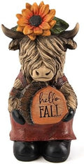 Highland Cow Fall Decor, Rustic Cow Figurine Statue for Autumn Home Decor by Smadeer