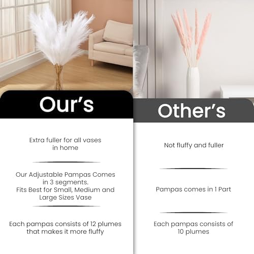 7 Pcs 45" Faux Pampas Grass – Fluffy Artificial Pompous Grass for Tall Floor Vase, Non-Shedding Home Decor, Boho Wedding Flowers, Baby Shower Centerpieces, Bedroom & Living Room Decor (White) - Image 5