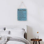 House Rules Wooden Hanging Sign, Farmhouse Living Room Home Decor Wall Art, Inspirational Family Quote, 8 x 10 Inches - Image 3