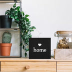 Home Sign, Home Signs for House Decor, Welcome Sign, Rustic Farmhouse Desk Decor Wood Block Box Plaque for Living Room Wall Shelf, Housewarming Gifts (Black) - Image 2