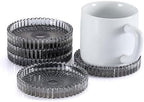 Modern Clear Coaster Set of 5- Glass Coasters for Drinks, Clear Black - Image 7