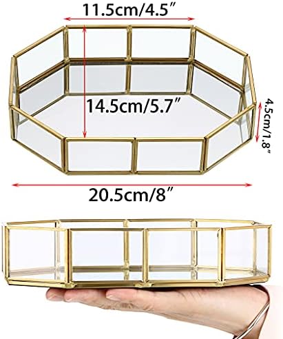 Hipiwe Mirror Glass Vanity Tray - Gold Ornate Makeup Organizer Perfume Tray - Image 5