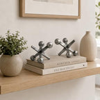 4 Inch Metallic Silver Jacks Decor Set of 2 - Image 2