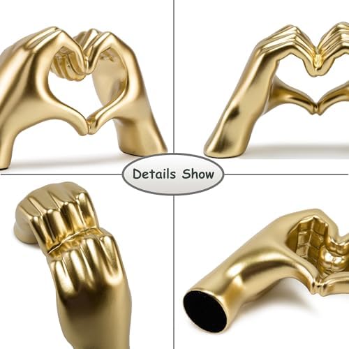 FANTESTICRYAN Heart Hands Statues, Gold Resin Home Decor Accent, Medium - Image 4