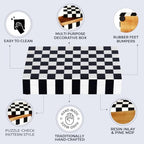 Handicrafts Home Decorative Storage Box with Lid, Black and White Decorative Box for Remote Controls, Slim Coffee Table Storage Box for Shelf, Desk & Living Room Decor, Puzzle Check 8 x 6 x 1.5 Inch - Image 3