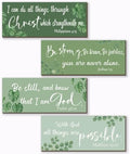 4 Pieces Green Bathroom Decor Christian Wall Decor Motivational Religious Prayer Sign with Eucalyptus Tropical Leaves for Home Living Room Office Bedroom Bathroom(Green Leaf, 10x4 In) by Unknown