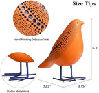 Quoowiit Bird Figurine, Modern Sculpture and Statues for Home Decor, Animal Statues for Bookshelf, Table, Entryway, Fireplace, Resin Decorative Sculpture with Chic Polka Dots Art Design (Orange) - Image 6