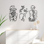 Photect 3 Pcs Metal Wall Art Minimalist Woman Line Decor, Plant, Black - Image 2