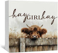 Highland Cow Bathroom Decor Sign - Farmhouse Western Animal Bathroom Decor,Rustic Farm Animal Hay Girl Hay Signs,Highland Cow Gifts for Women Signs & Plaques by Nitelat