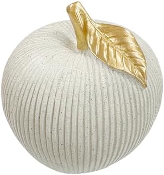 Gray-White Apple Figurine with Gold Leaf, Resin Apple Sculpture for Modern Home Decor, Decorative Fruit Statues Ornament for Kitchen, Living Room, Coffee Table & Shelf Styling by Dwelloria