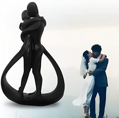 Resin Couple Modern Sculptures Home Decor Romantic Gift for Weddings Valentine's Day and Anniversaries Decoration Figurine for Girlfriend, Bridal Shower, Engagement (Black) - Image 4