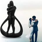 Resin Couple Modern Sculptures Home Decor Romantic Gift for Weddings Valentine's Day and Anniversaries Decoration Figurine for Girlfriend, Bridal Shower, Engagement (Black) - Image 4