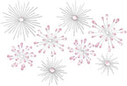 Blulu 8 Pcs Pink Metal Wall Art Cast Iron Starburst Wall Decor Bling Crystal Sculptures Living Room 3D Teardrop Radial Rhinestone Hanging Diamond Accents for Home Office Bedroom Entryway - Image 2