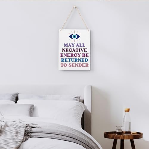 Evil Eye Decor Witchy Gifts for Witchcraft Lover, May All Negative Energy Be Returned to Sender Wall Hanging, Inspirational Wall Art for Home Office Decoration 8x10 Inches - Image 3